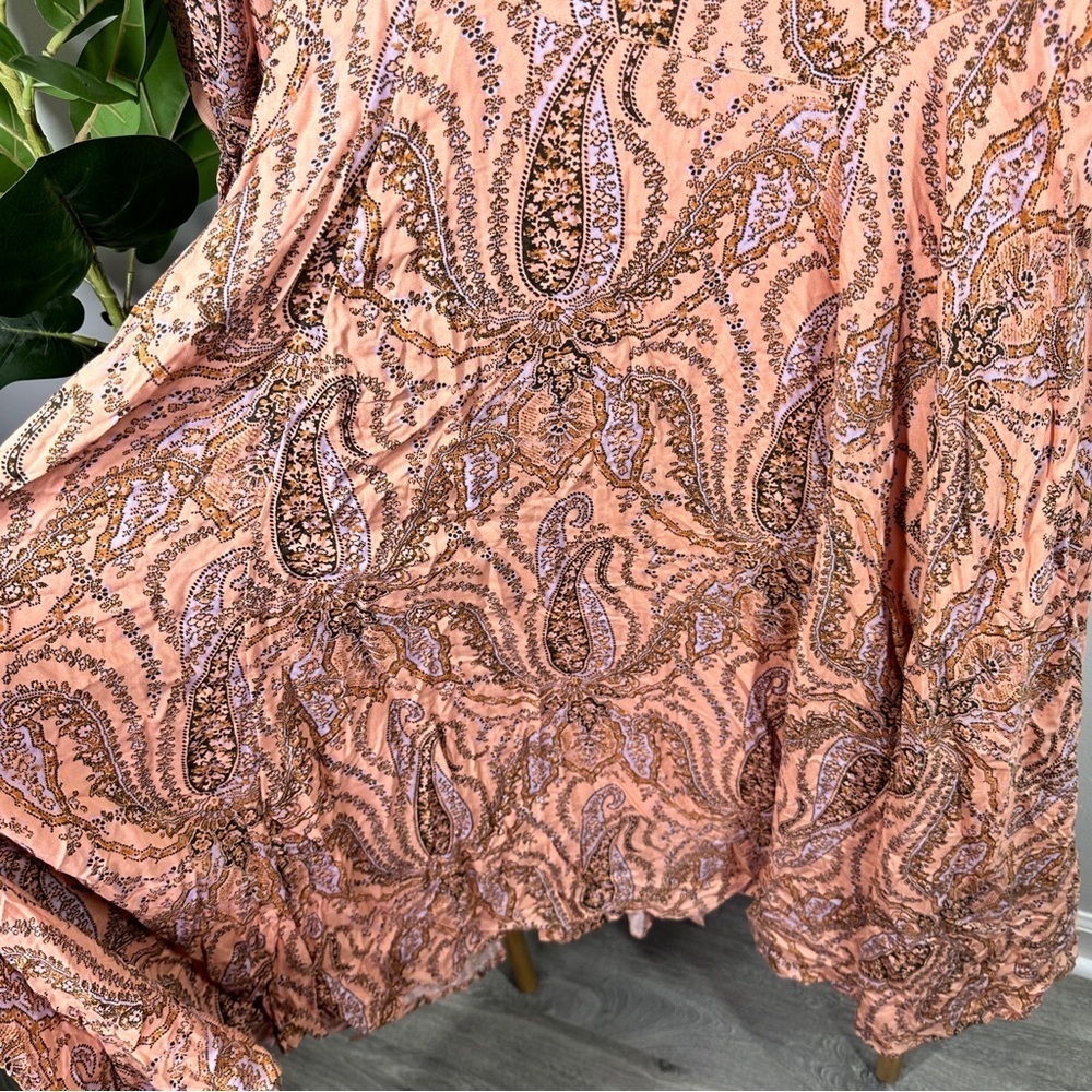 Free People Mirage Long Sleeve Pink Paisley Maxi Dress sz 2 - Picture 8 of 8